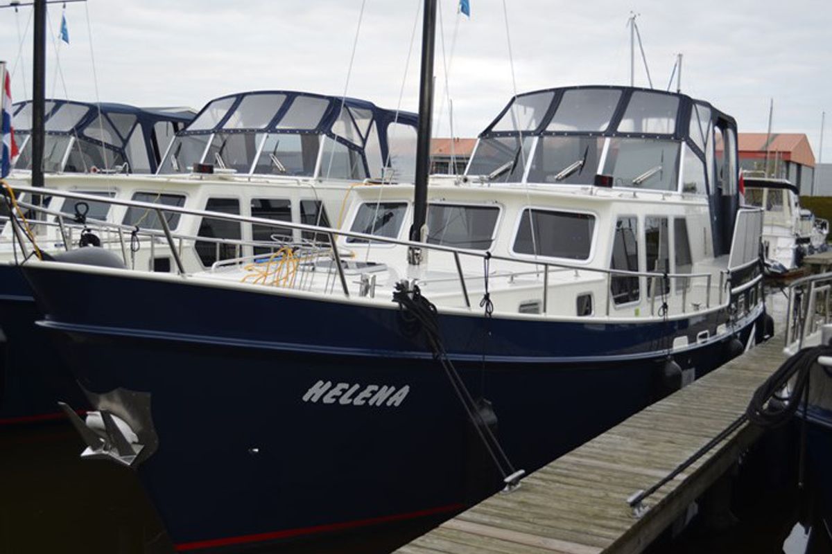 Exterior view of Helena, a De Drait Kotterjacht 12.2 GL motorboat at Woudsend, Netherlands
