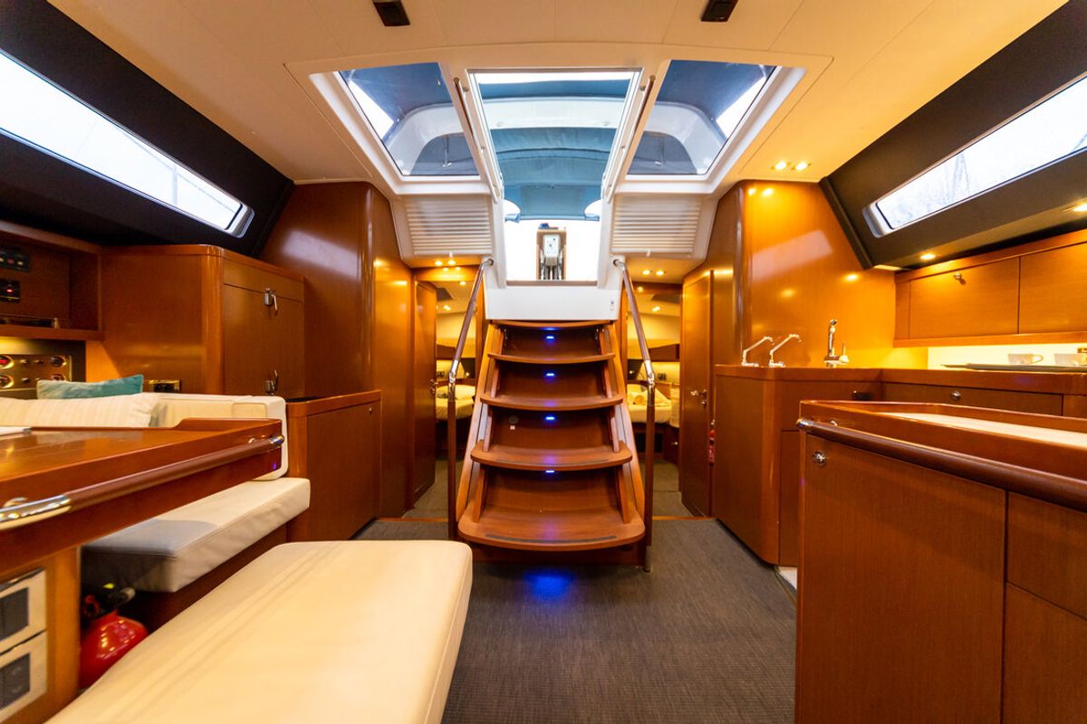 Salon of Ultreya, a Beneteau Oceanis 60 sailboat at Municipal Unit of Lefkada, Greece