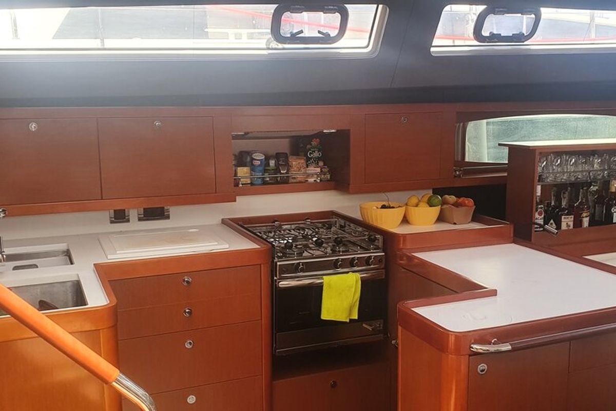 Galley of Ultreya, a Beneteau Oceanis 60 sailboat at Municipal Unit of Lefkada, Greece