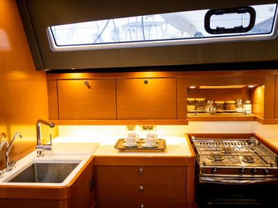 Galley of Ultreya, a Beneteau Oceanis 60 sailboat at Municipal Unit of Lefkada, Greece