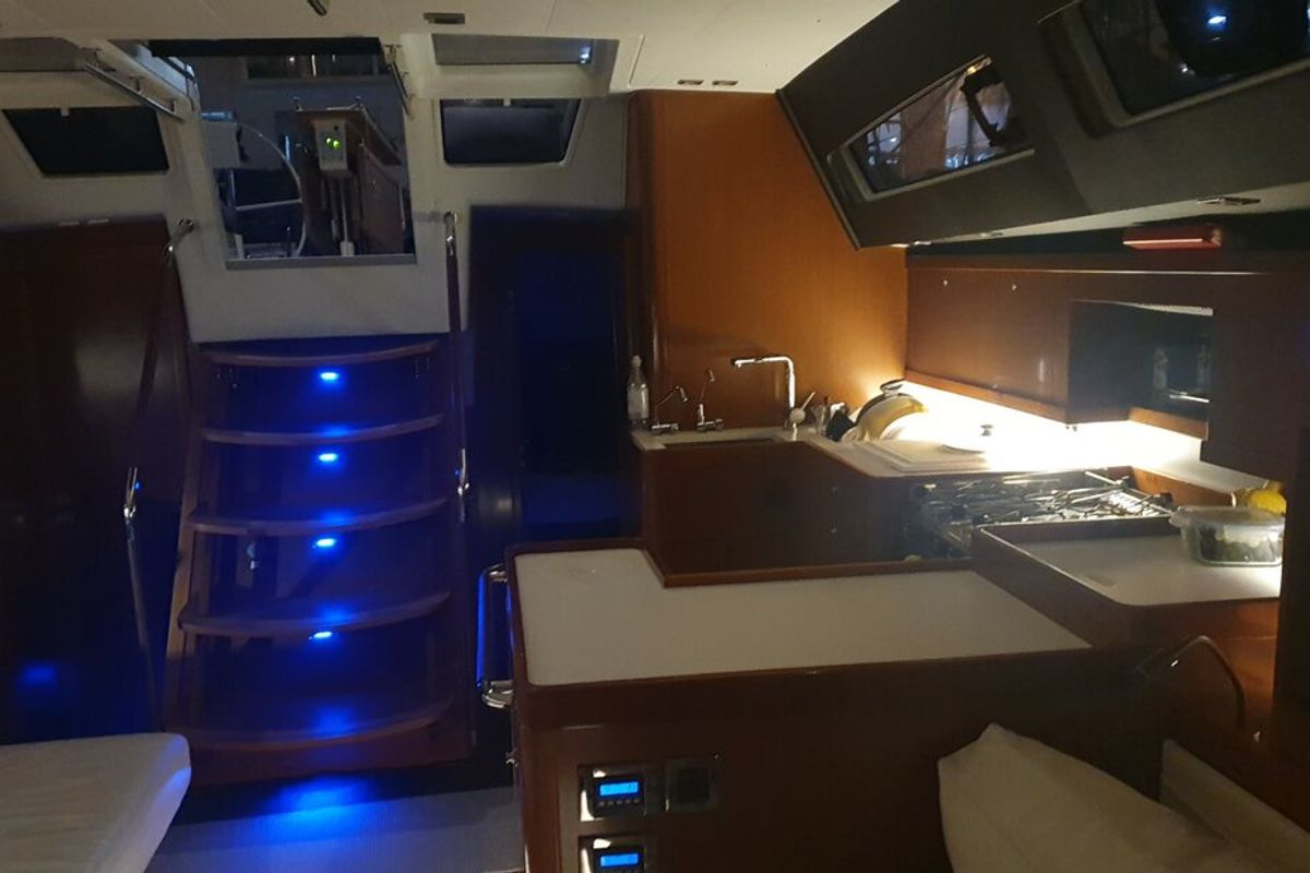 Galley of Ultreya, a Beneteau Oceanis 60 sailboat at Municipal Unit of Lefkada, Greece