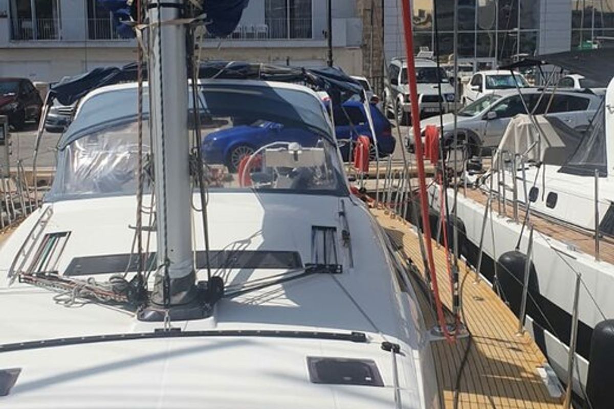 Deck of Ultreya, a Beneteau Oceanis 60 sailboat at Municipal Unit of Lefkada, Greece