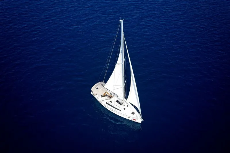 Exterior view of Mh 66, a Bavaria Cruiser 41 sailboat at Murter, Croatia