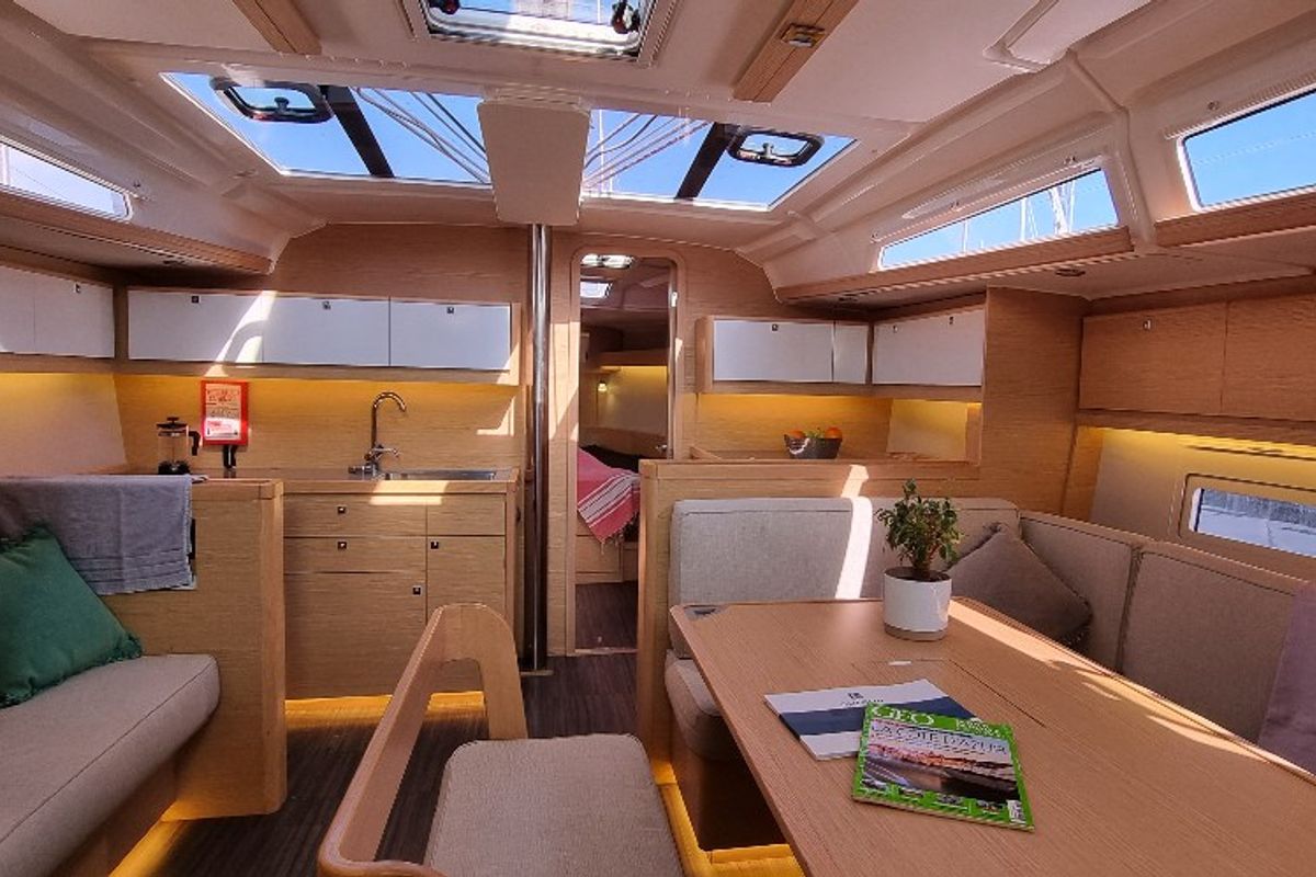 Salon of Lucie, a Dufour 430 sailboat at Vallauris, France