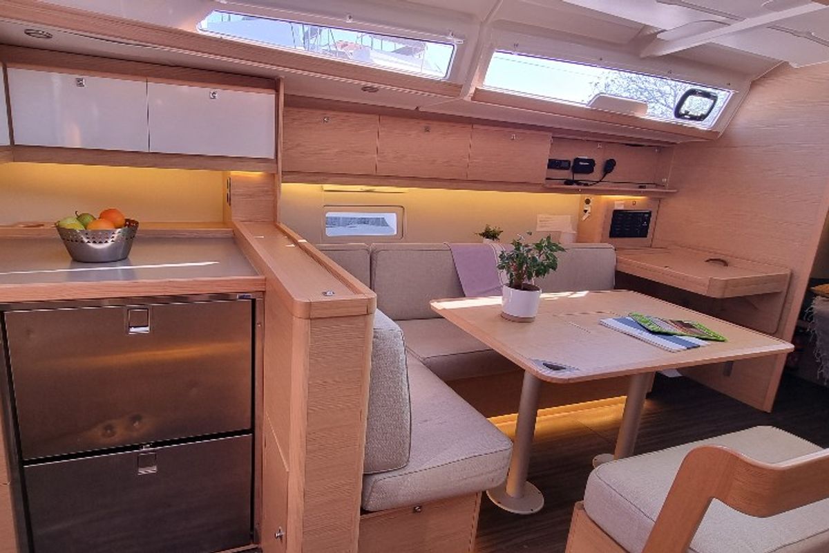 Salon of Lucie, a Dufour 430 sailboat at Vallauris, France
