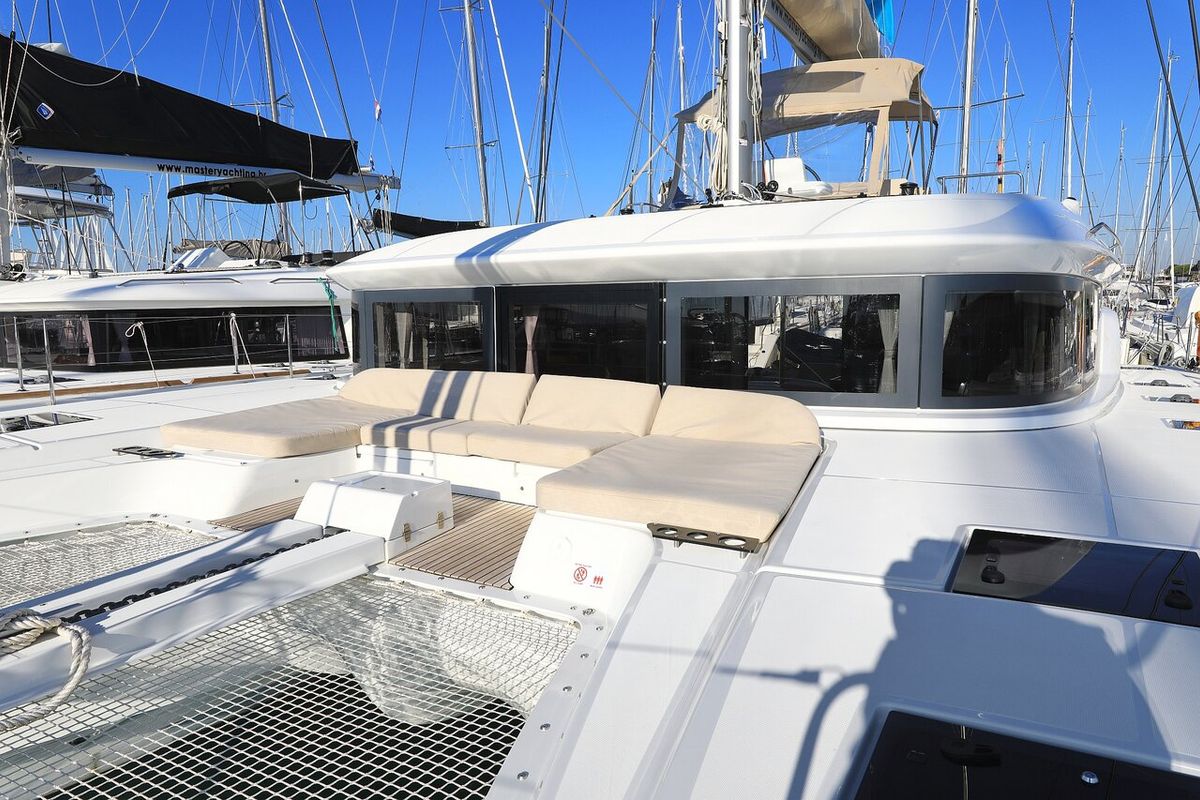 Deck of Ragnar, a Lagoon 50 OW catamaran at Općina Sukošan, Croatia
