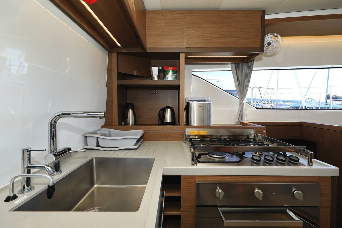 Galley of Ragnar, a Lagoon 50 OW catamaran at Općina Sukošan, Croatia