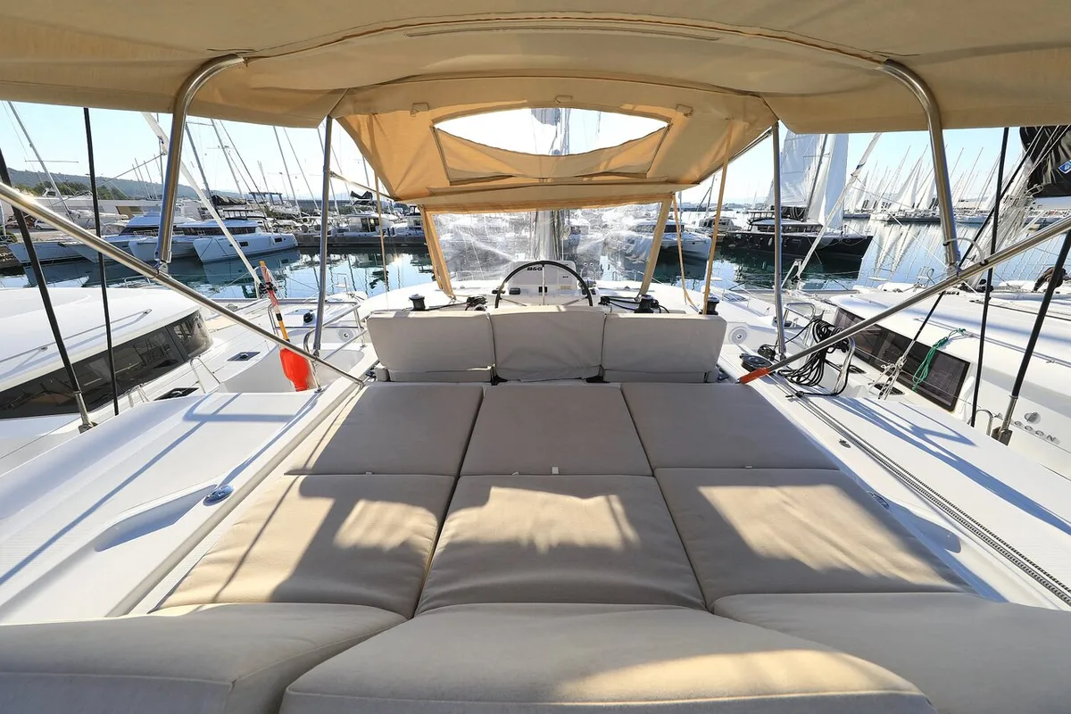 Deck of Ragnar, a Lagoon 50 OW catamaran at Općina Sukošan, Croatia