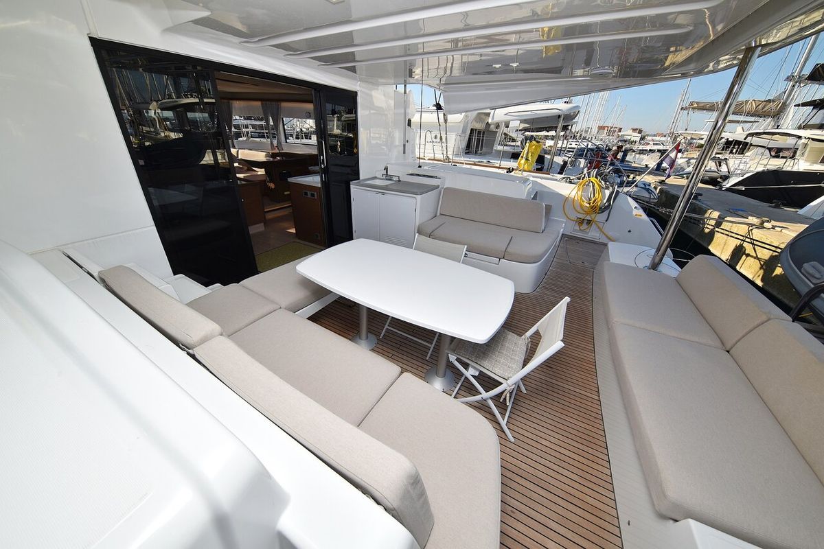 Deck of Ragnar, a Lagoon 50 OW catamaran at Općina Sukošan, Croatia