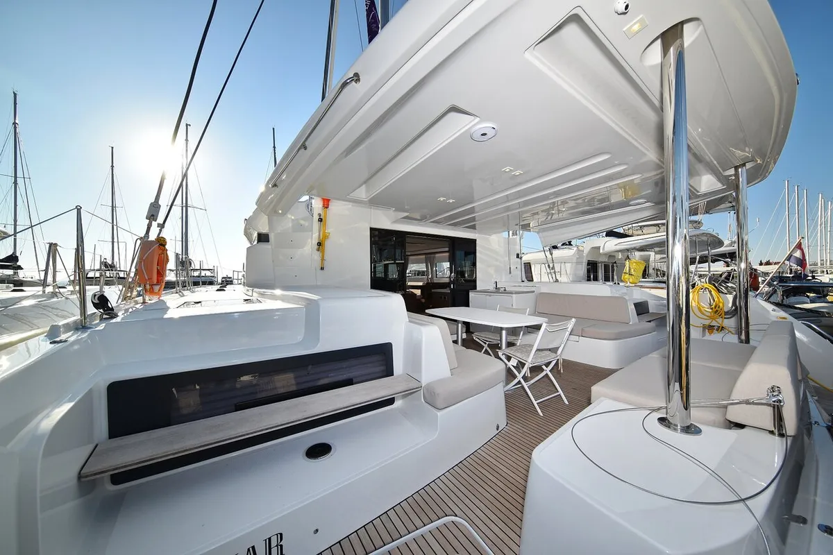 Deck of Ragnar, a Lagoon 50 OW catamaran at Općina Sukošan, Croatia