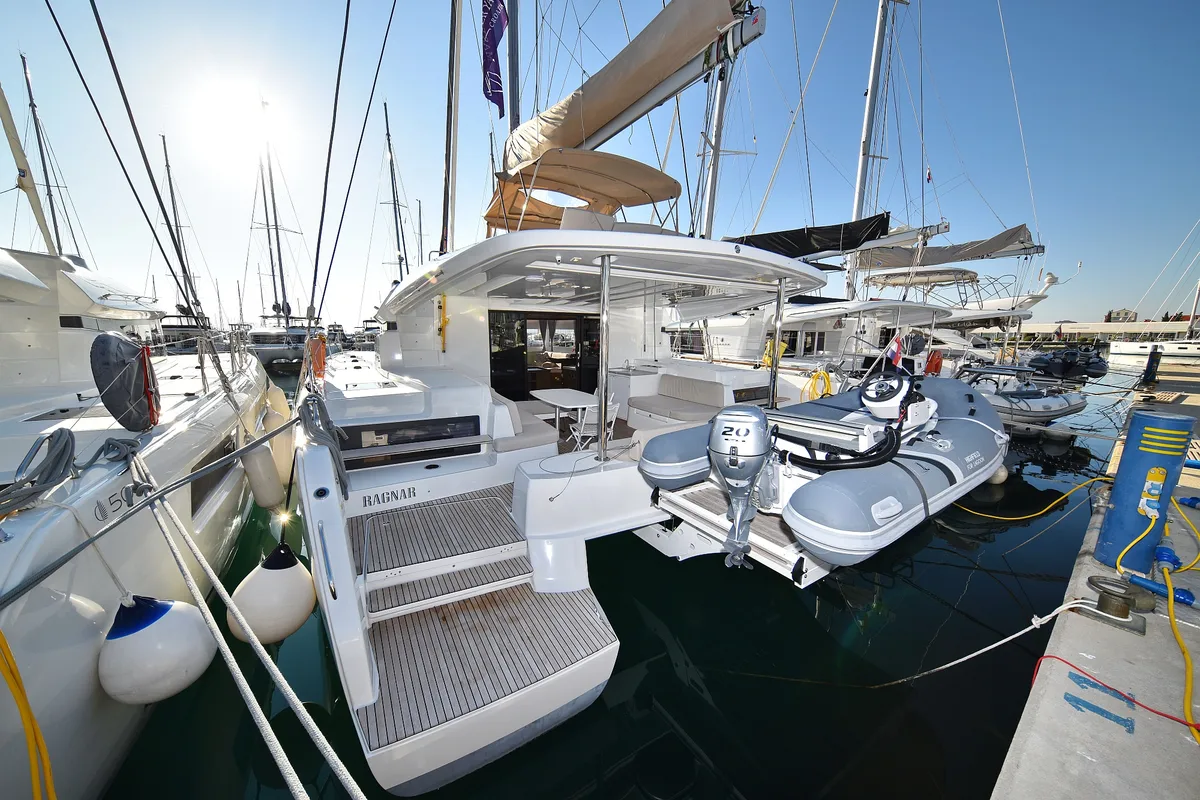 Exterior view of Ragnar, a Lagoon 50 OW catamaran at Općina Sukošan, Croatia