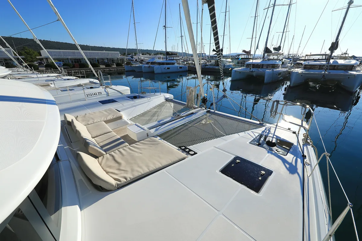 Deck of Ragnar, a Lagoon 50 OW catamaran at Općina Sukošan, Croatia