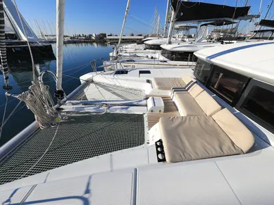 Deck of Ragnar, a Lagoon 50 OW catamaran at Općina Sukošan, Croatia