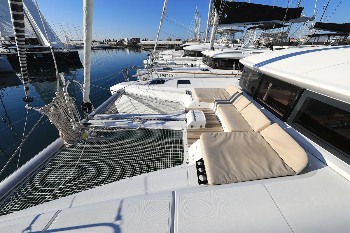 Deck of Ragnar, a Lagoon 50 OW catamaran at Općina Sukošan, Croatia