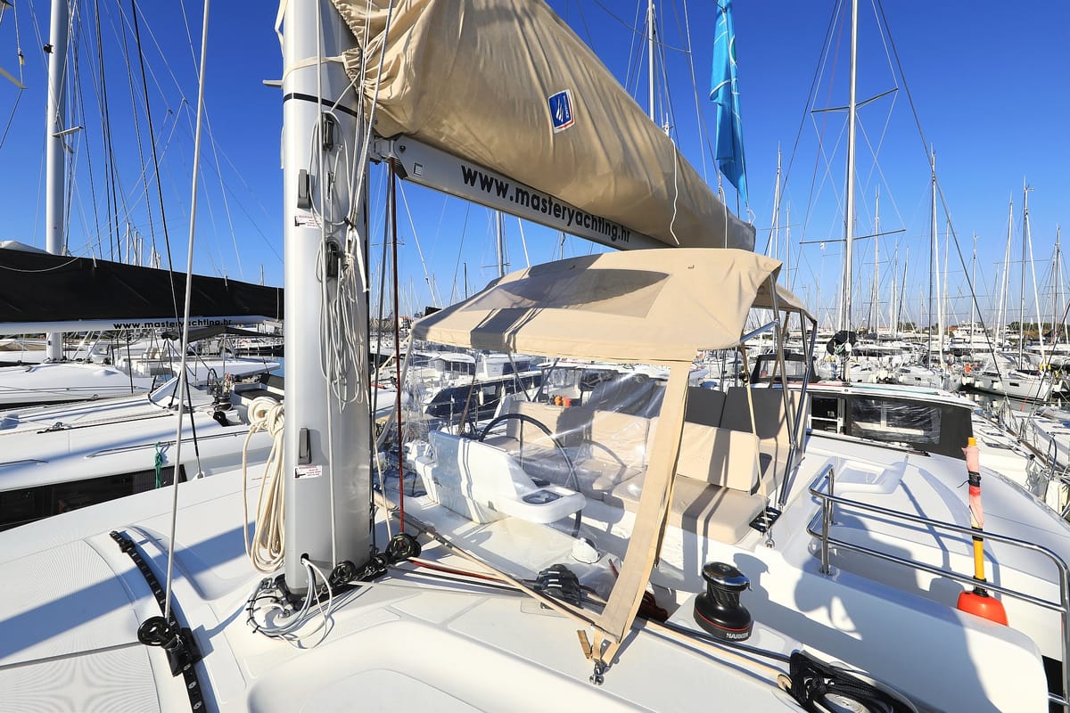 Deck of Ragnar, a Lagoon 50 OW catamaran at Općina Sukošan, Croatia
