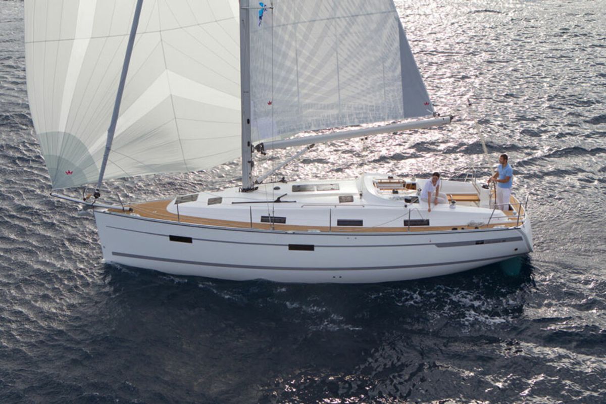 Exterior view of Sea Wolf, a Bavaria Cruiser 36 sailboat at Primošten, Croatia