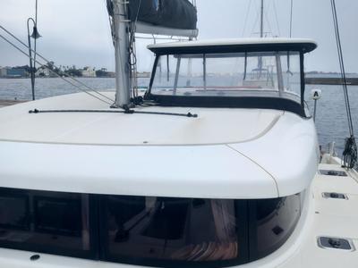 Deck of Neverland, a Lagoon 42 catamaran at Kos, Greece