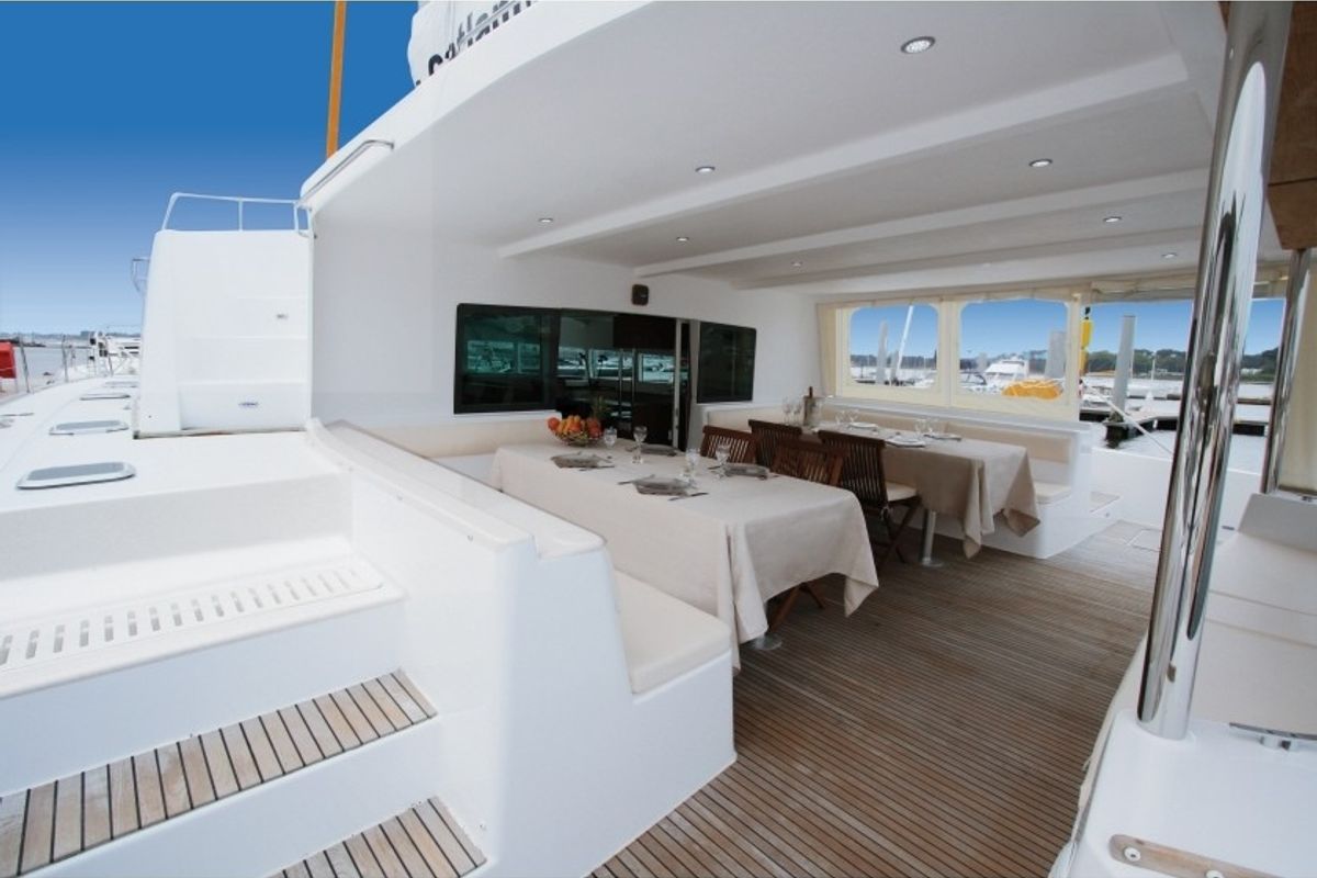 Deck of Cabin B06 (RM), a Catlante catamarans Catlante 600 catamaran at Eden Island Marina, Seychelles