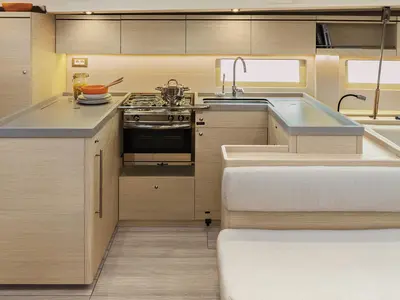 Galley of Annezia Star, a Beneteau Oceanis 51.1 sailboat at Athens, Greece