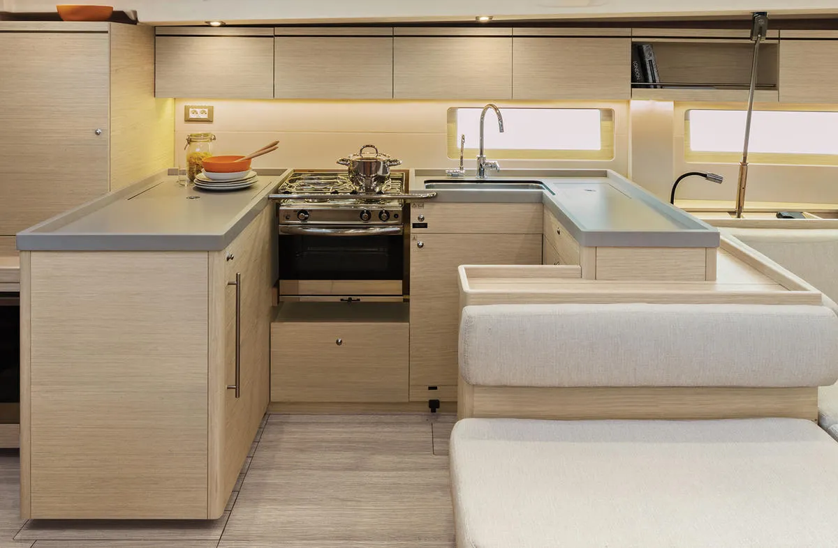 Galley of Annezia Star, a Beneteau Oceanis 51.1 sailboat at Athens, Greece