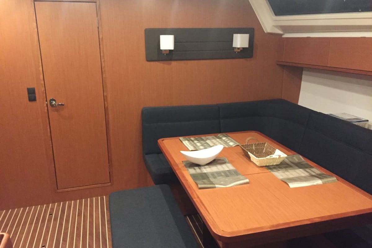 Salon of Topcu, a Bavaria Cruiser 46 sailboat at Fethiye, Turkey