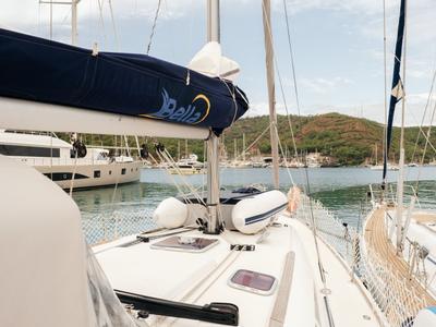Deck of Classic, a Jeanneau Sun Odyssey 42 i sailboat at Fethiye, Turkey