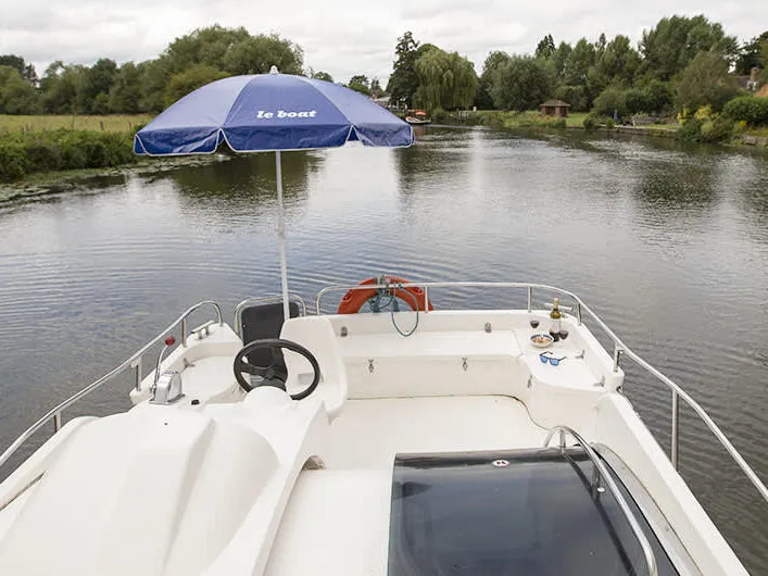 Deck of Consul - Budget 17, a Cygnet Consul motorboat at Laggan, United Kingdom