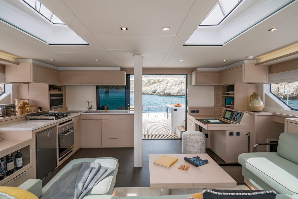 Salon of Sailuxe - Sami, a Lagoon 55 catamaran at Salerno, Italy