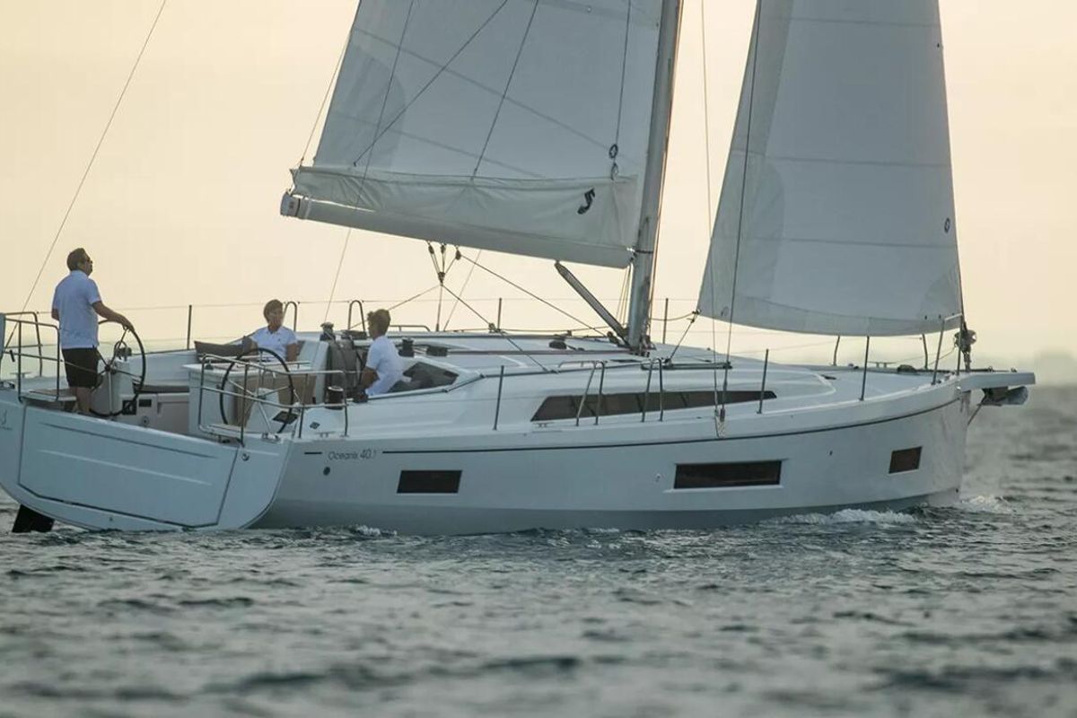 Exterior view of Isla Bonita, a Beneteau Oceanis 40.1 sailboat at Općina Medulin, Croatia
