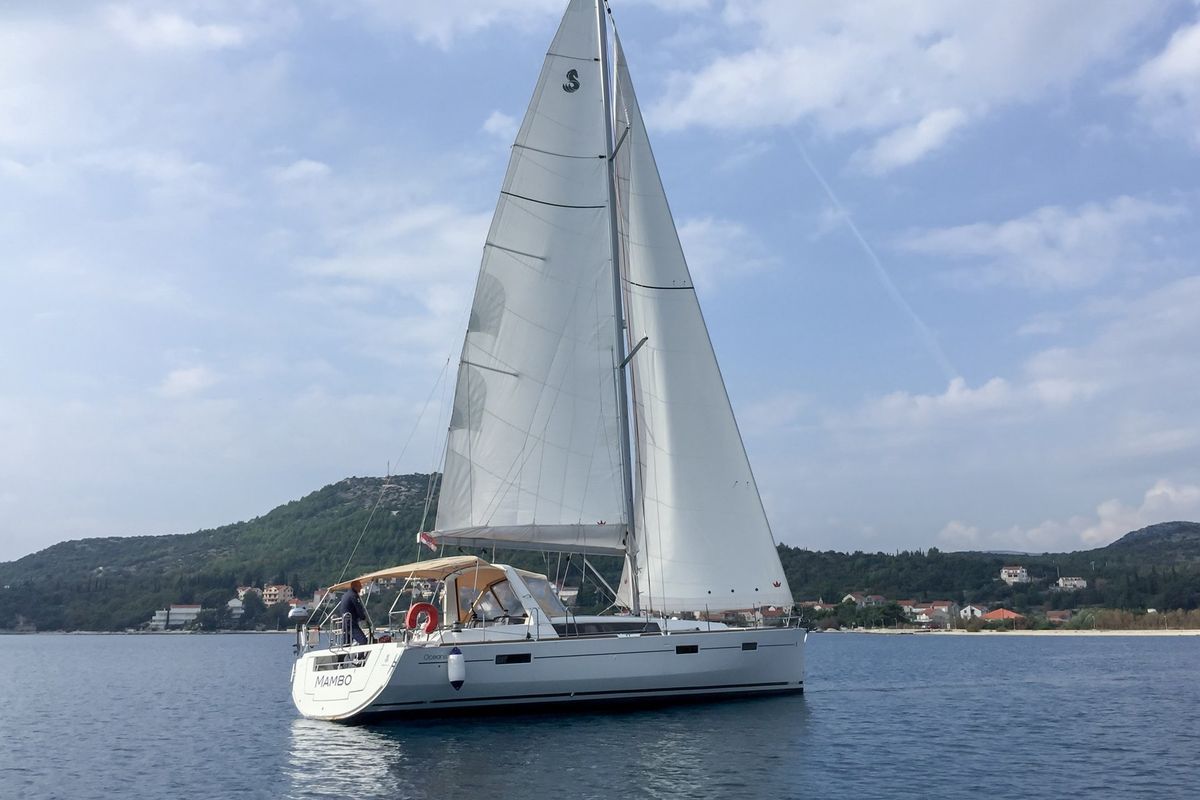 Exterior view of Mambo 1, a Beneteau Oceanis 45 sailboat at Tivat, Montenegro