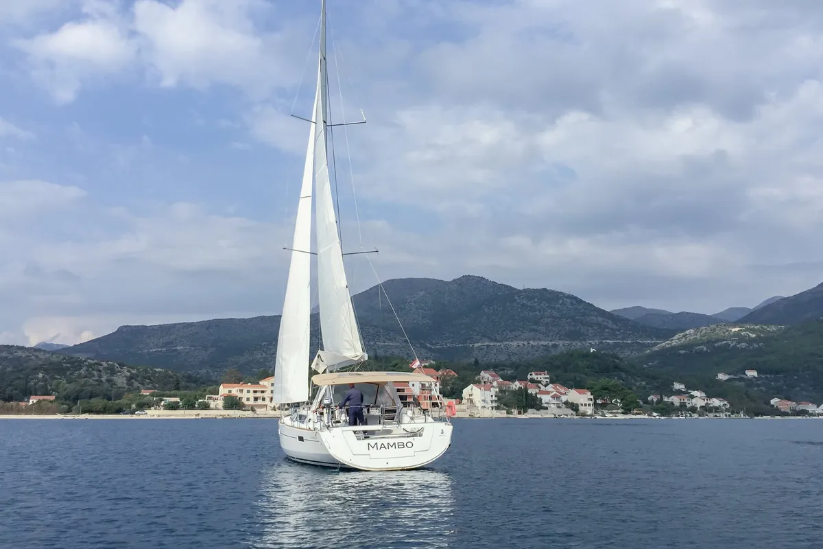 Exterior view of Mambo 1, a Beneteau Oceanis 45 sailboat at Tivat, Montenegro