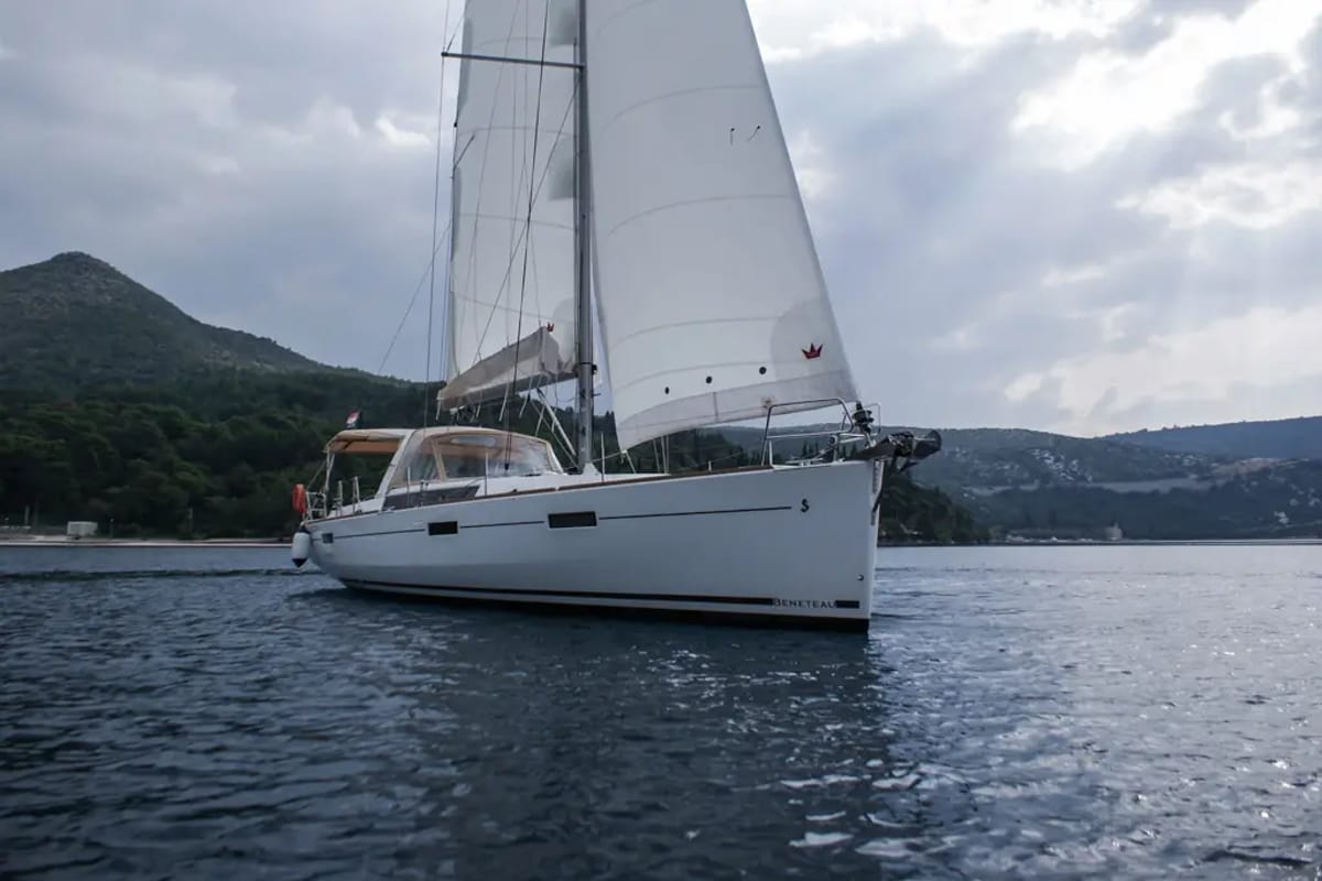 Exterior view of Mambo 1, a Beneteau Oceanis 45 sailboat at Tivat, Montenegro