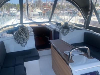 Deck of Maia, a Bavaria C42 sailboat at Athens, Greece