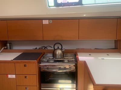 Galley of Maia, a Bavaria C42 sailboat at Athens, Greece