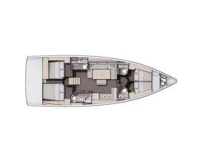 Floor plan of Soft Touch, a Dufour 470 sailboat at Tonnarella, Italy