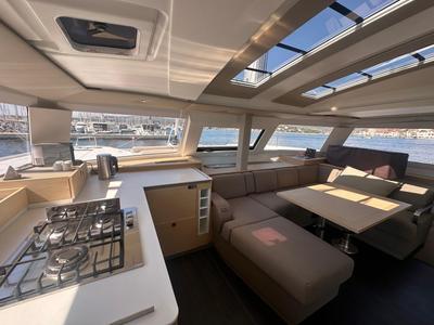 Salon of Protea, a Fountaine Pajot Elba 45 catamaran at Općina Rogoznica, Croatia