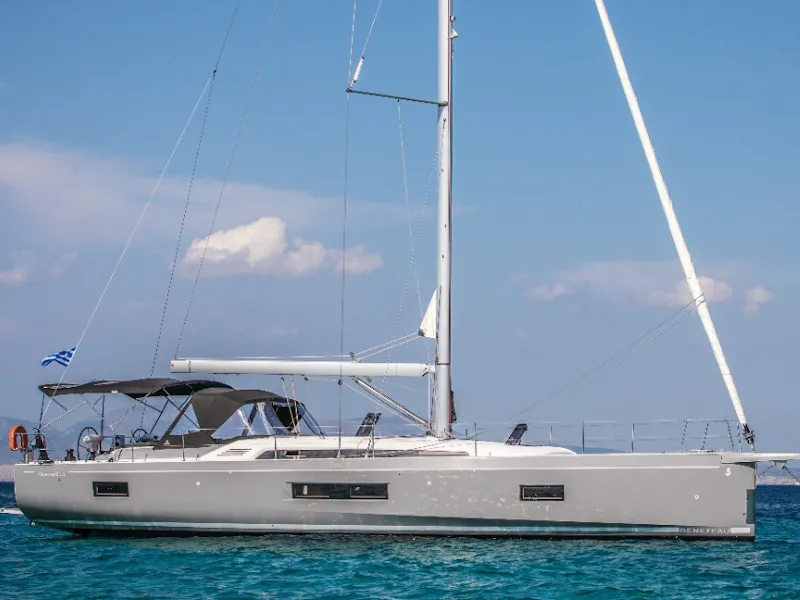 Exterior view of Nireas, a Beneteau Oceanis 51.1 sailboat at Athens, Greece