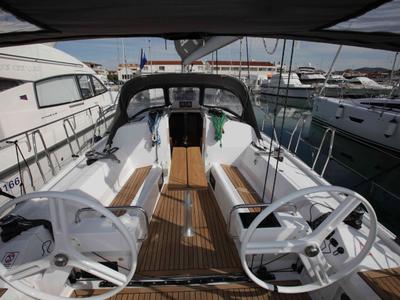 Cockpit of Milan, a Elan E4 sailboat at Betina, Croatia