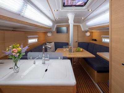 Salon of Milan, a Elan E4 sailboat at Betina, Croatia