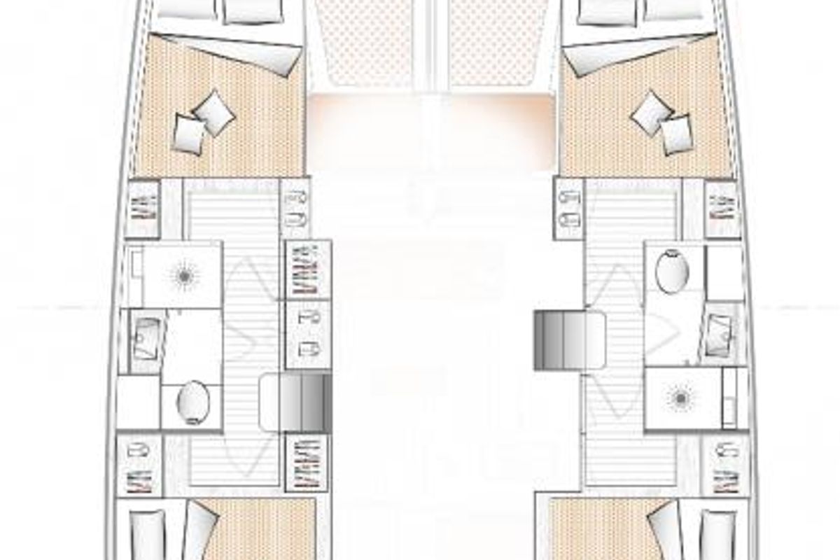 Floor plan of Insieme, a Excess 11 catamaran at Toulon, France