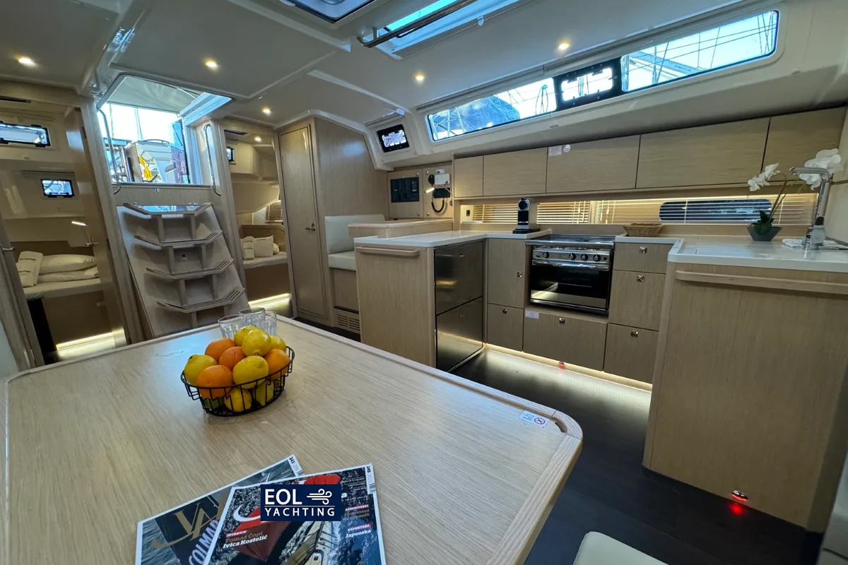Salon of Freja, a Bavaria C46 sailboat at Grad Pula, Croatia
