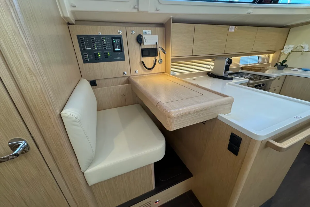 Cockpit of Freja, a Bavaria C46 sailboat at Grad Pula, Croatia