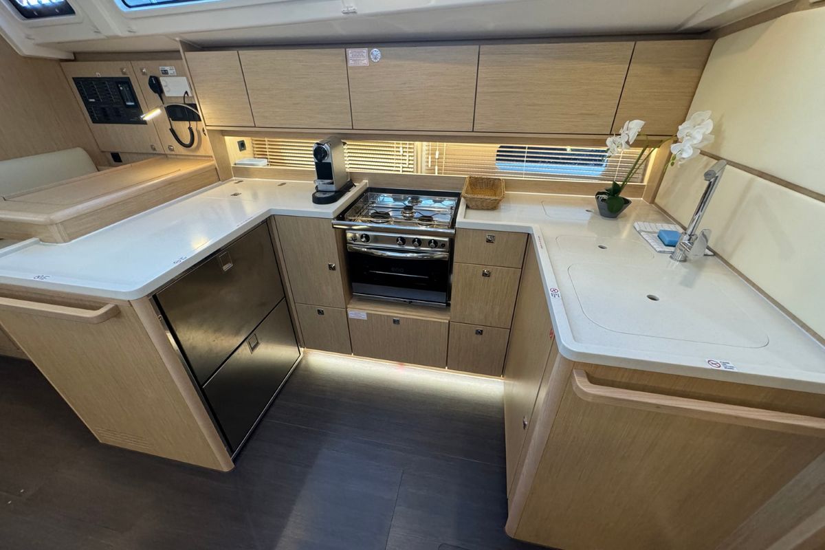 Galley of Freja, a Bavaria C46 sailboat at Grad Pula, Croatia
