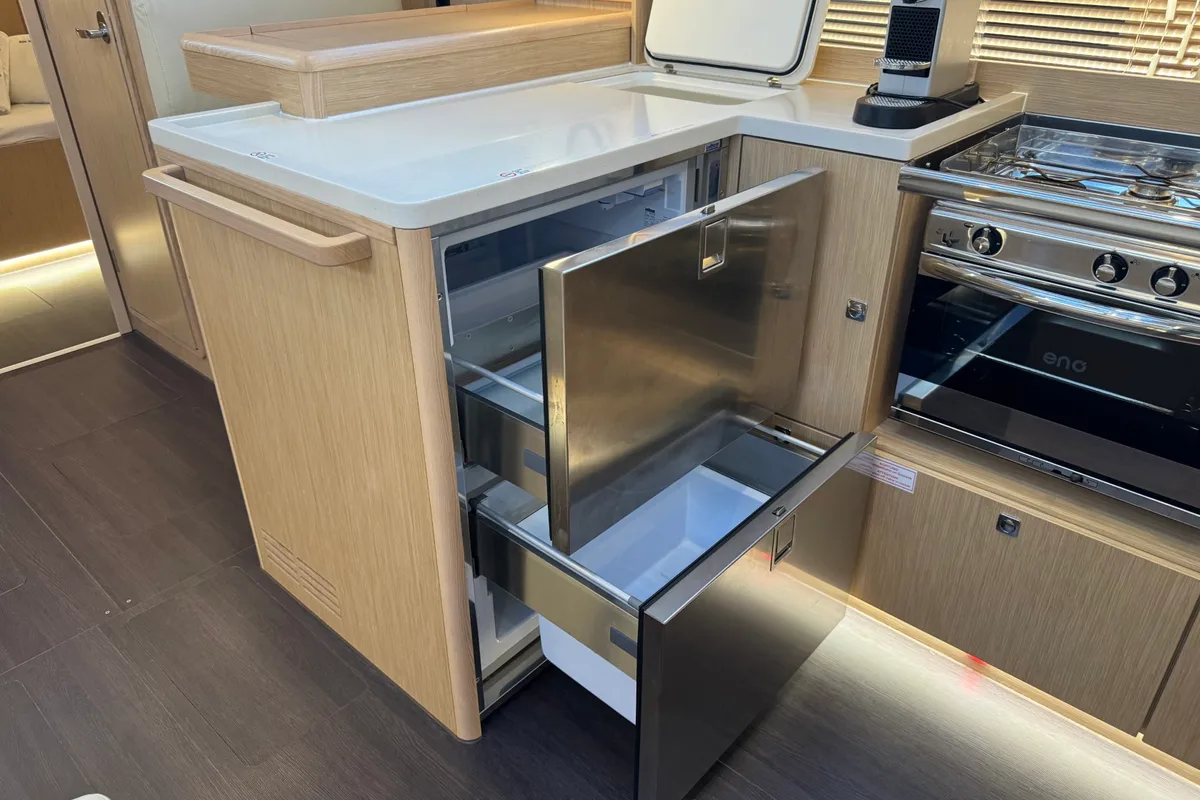 Galley of Freja, a Bavaria C46 sailboat at Grad Pula, Croatia