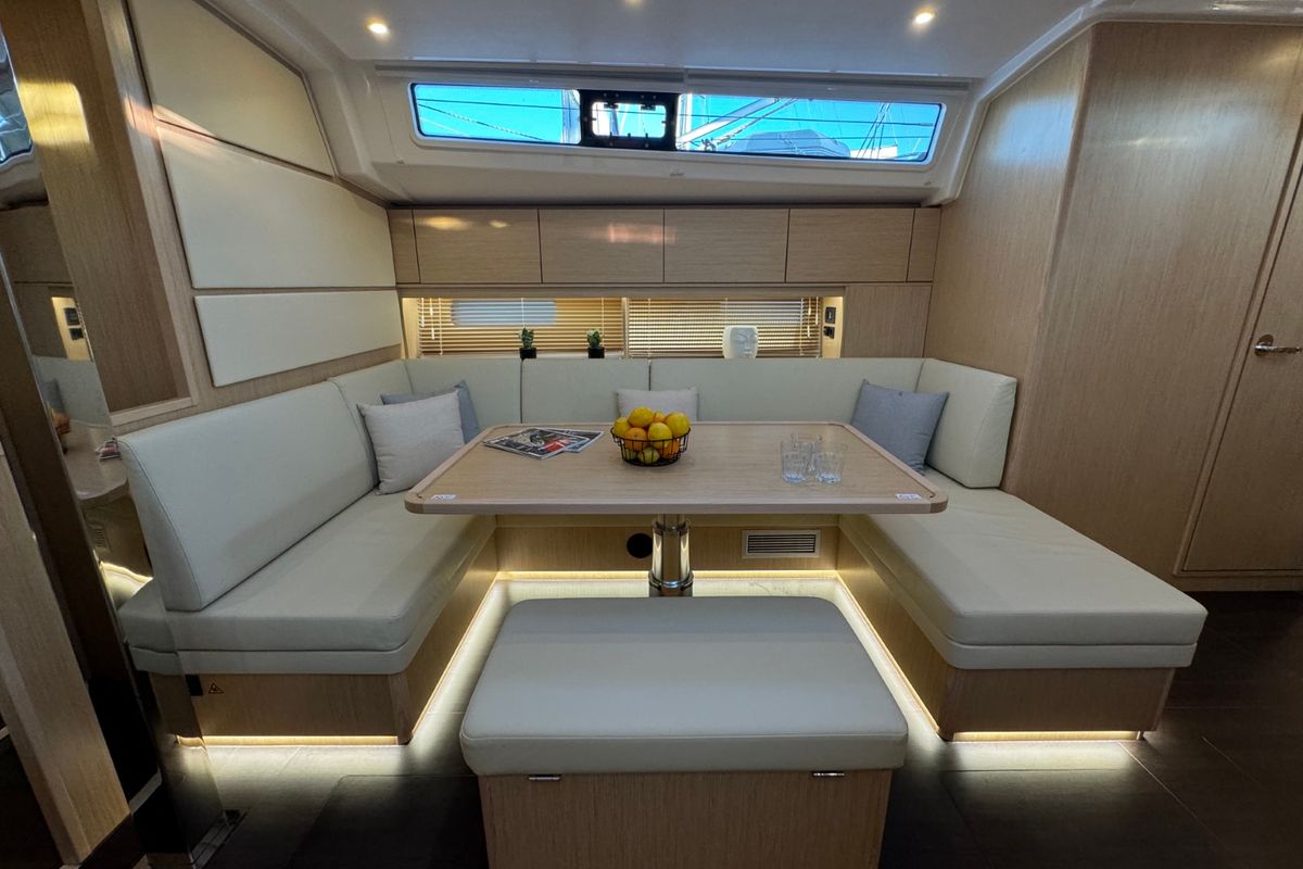 Salon of Freja, a Bavaria C46 sailboat at Grad Pula, Croatia