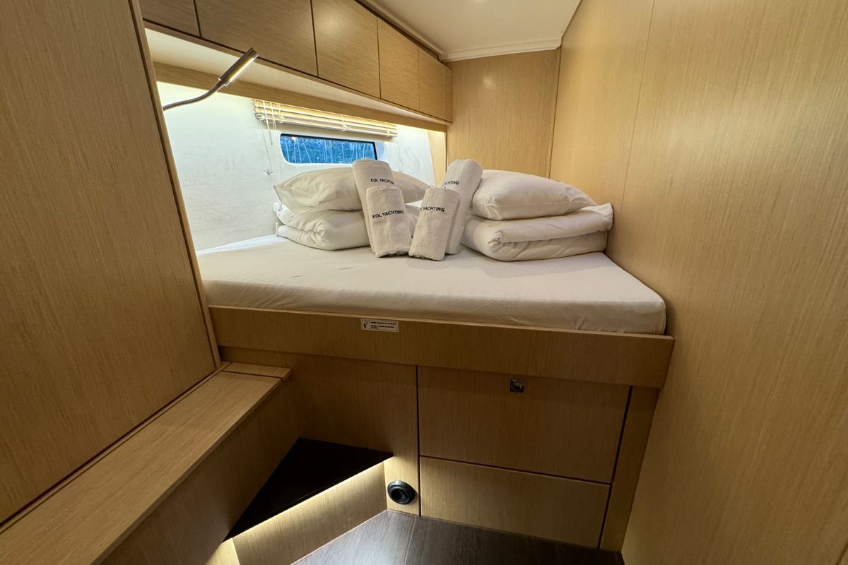 Cabin on Freja, a Bavaria C46 sailboat at Grad Pula, Croatia