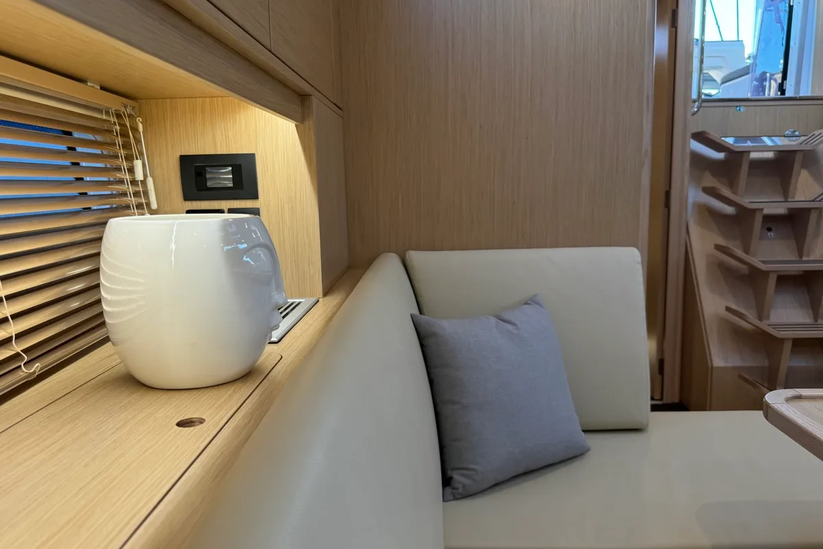 Salon of Freja, a Bavaria C46 sailboat at Grad Pula, Croatia
