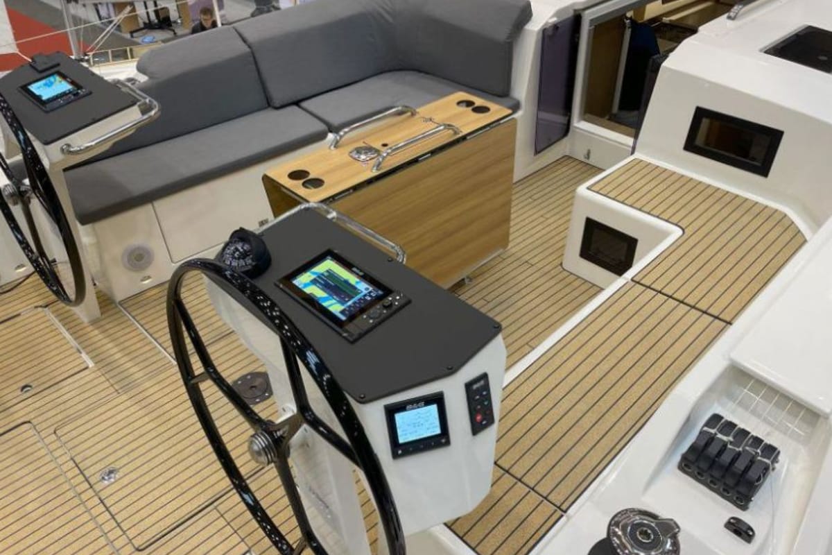 Cockpit of Freja, a Bavaria C46 sailboat at Grad Pula, Croatia