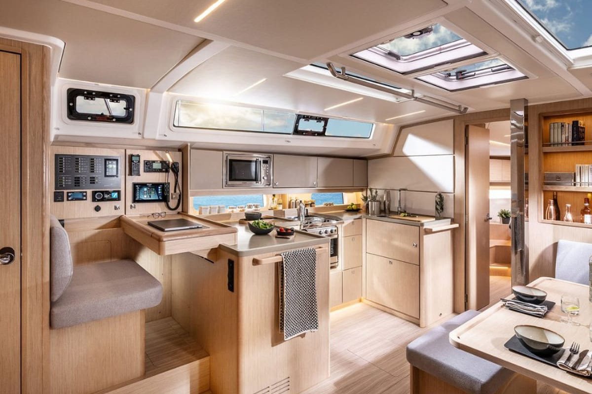 Galley of Freja, a Bavaria C46 sailboat at Grad Pula, Croatia