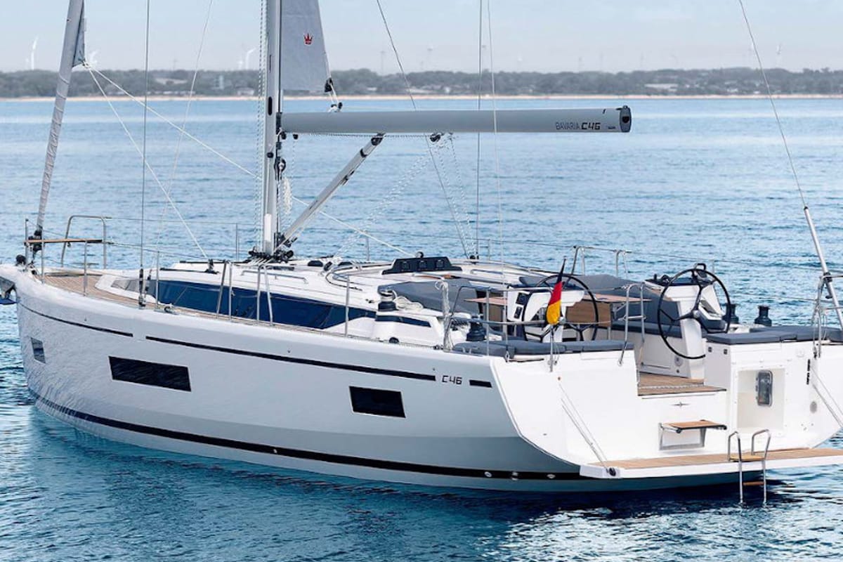 Exterior view of Freja, a Bavaria C46 sailboat at Grad Pula, Croatia